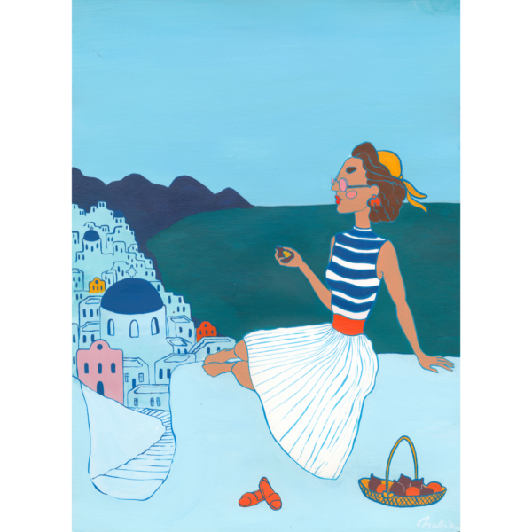 art print santorini sinine